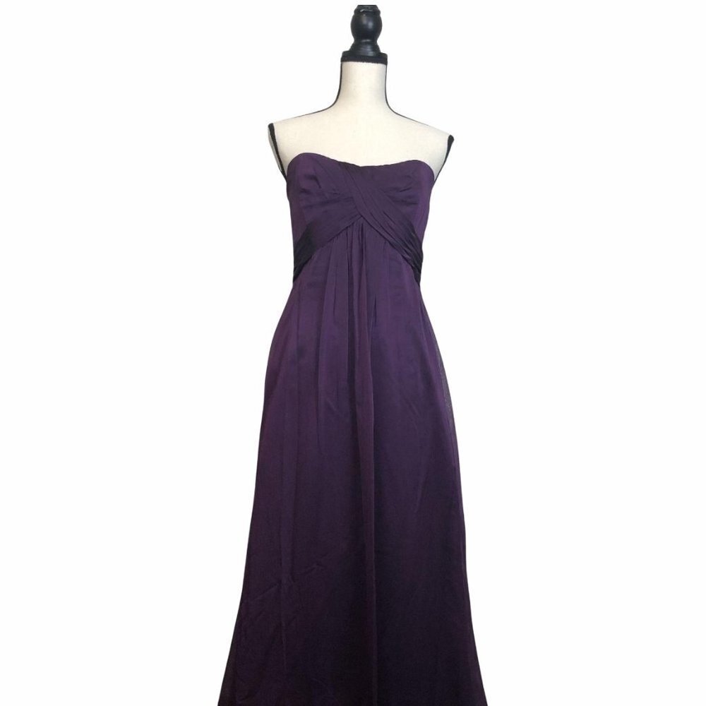 NWT Belsoie Strapless Purple Chiffon Formal Gown Size 6